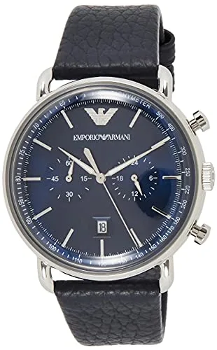 Emporio Armani Herren Chronograph Quarz Uhr mit Leder Armband AR11105