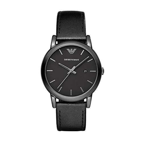 Emporio Armani Herren Analog Quarz Uhr mit Leder Armband AR1732
