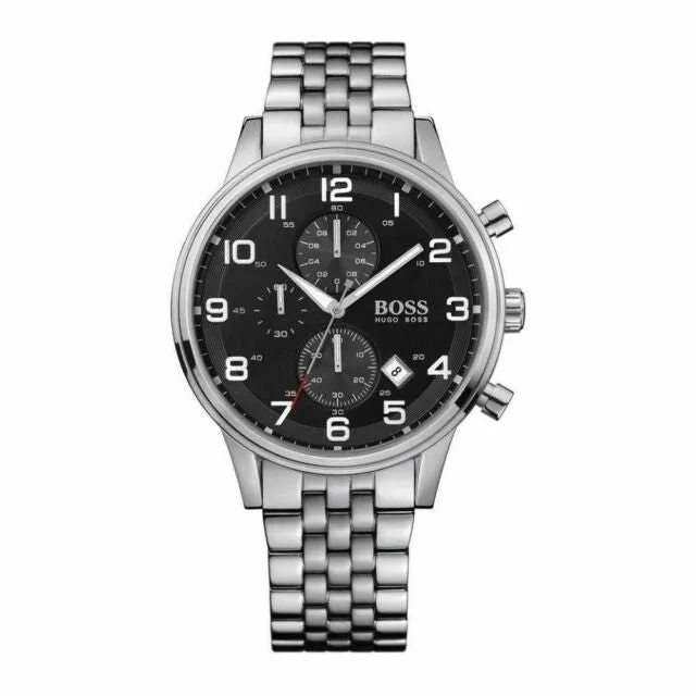 Hugo Boss Quarz Chronograph 44mm Armbanduhr für Herren - Silber 1512446